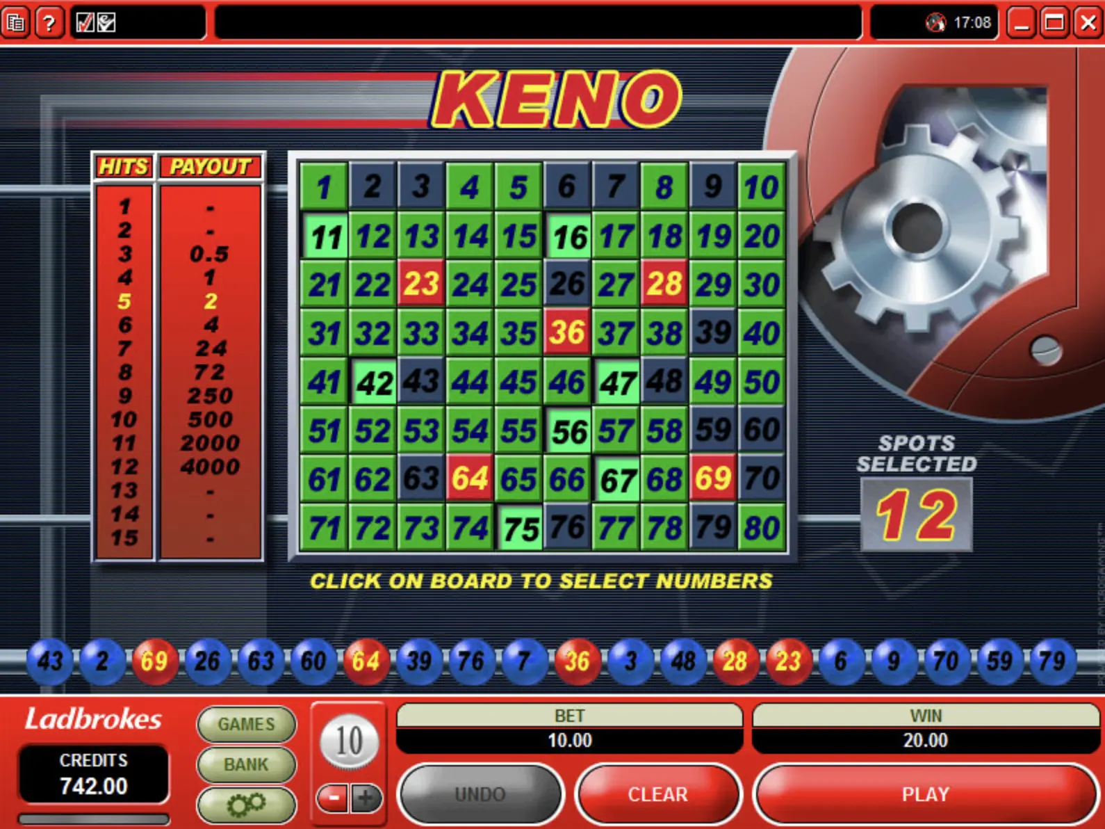 Juego de keno en modo demo Keno demo